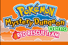Pokemon Mystery Dungeon Red Rescue Team title screen for GameBoy Advance